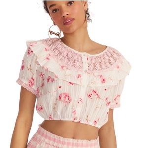 NWT LoveShackFancy “Elaina” Floral Crop Top